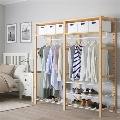 IVAR Shelving unit with shelves/rails   pine   IKEA | Clothes rail ...