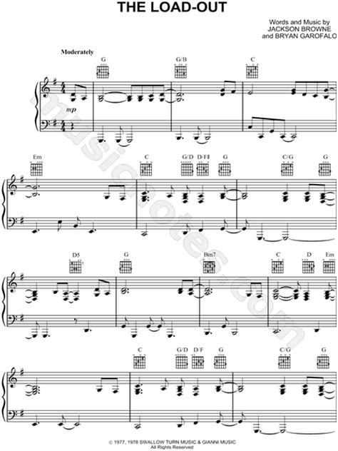 Jackson Browne  The Load Out  Sheet Music in G Major ...