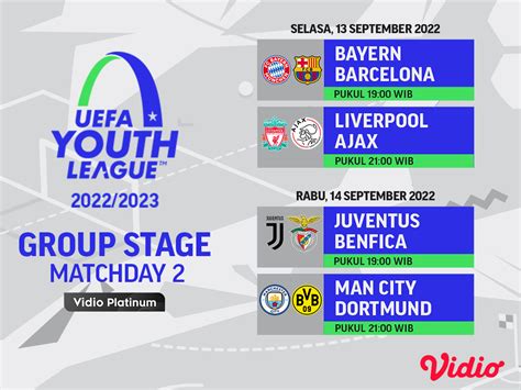 Jadwal UEFA Youth League 2022/23 Matchday 2   Vidio Blog