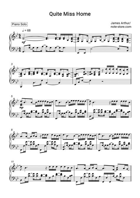 James Arthur   Quite Miss Home sheet music for piano ...