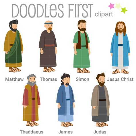 Jesus Christ and 6 of the 12 Disciples Clip Art Set ...