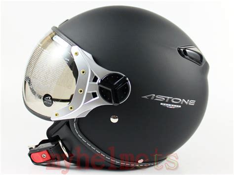 Jet Matte Black Open Face Motorcycle Helmet Pilot style ...