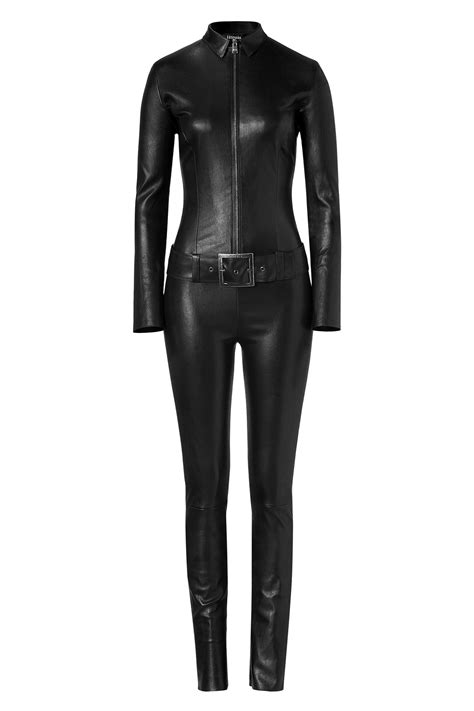 Jitrois Black Leather Belted Kill Jumpsuit in Black | Lyst