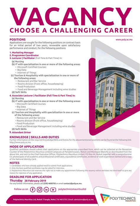 Job Vacancy Mauritius – Polytechnics Mauritius Ltd