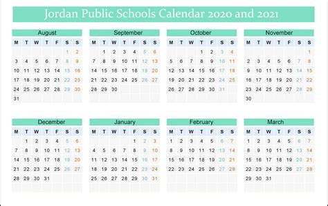 Jordan District Calendar 2021 22 | Calendar 2021