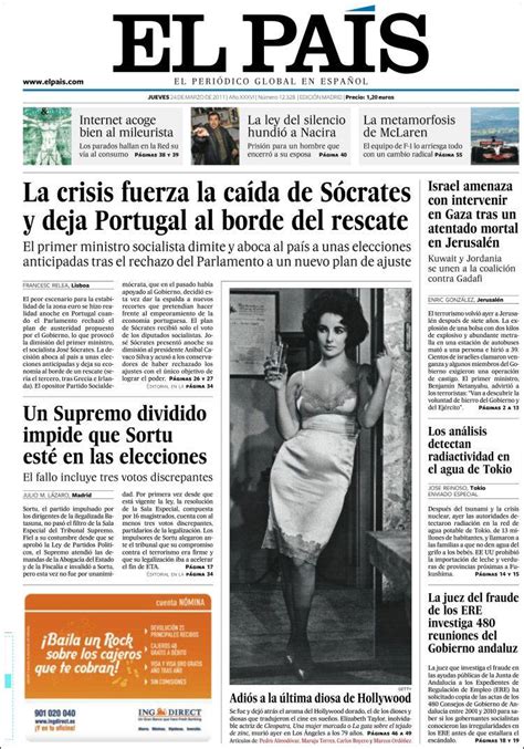 Journal El País  Espagne . Les Unes des journaux de ...