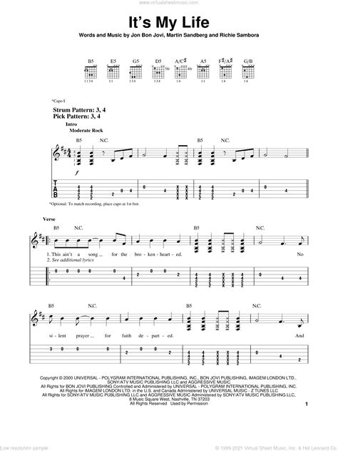 Jovi   It s My Life sheet music for guitar solo  easy tablature