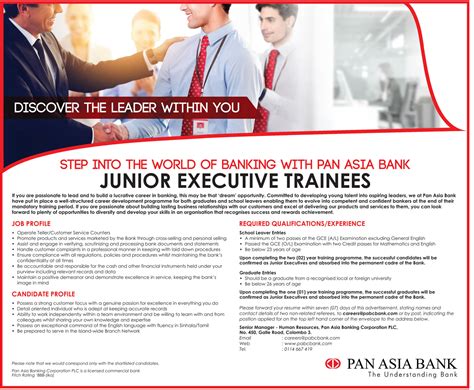 Junior Executive Trainees   Pan Asia Banking Corporation ...