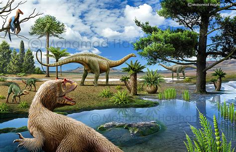Jurassic period dinosaurs and plants Painting by Mohamad ...