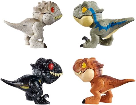 Jurassic World Dinobocazas, Pack de 4 dinosaurios de juguete para niños ...