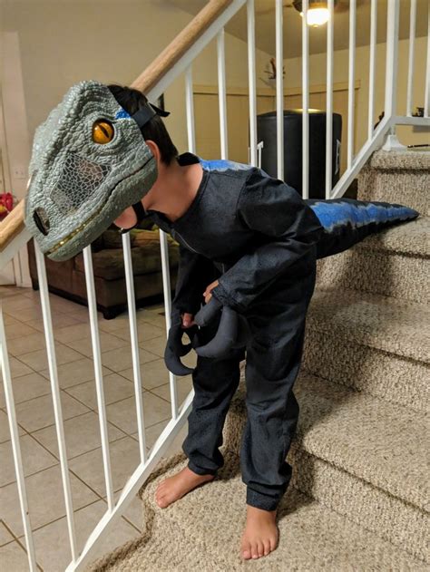 Jurassic World s Blue the velociraptor costume. Head is ...