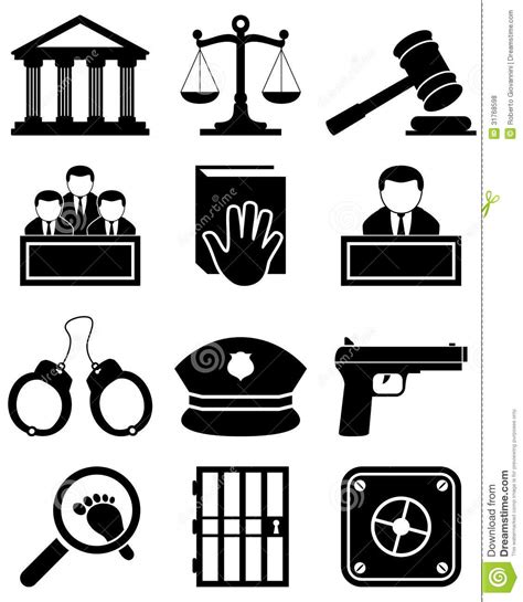 Justicia Law Black Y Iconos Blancos Ilustración del Vector ...