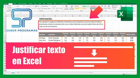 Justificar texto en Excel | Saber Programas