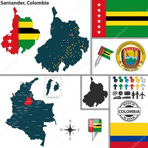 Kaart van Santander, Colombia — Stockvector  sateda #68753331