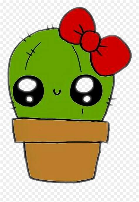 Kaktus Sticker Kawaii Cute Easy Drawings Clipart ...