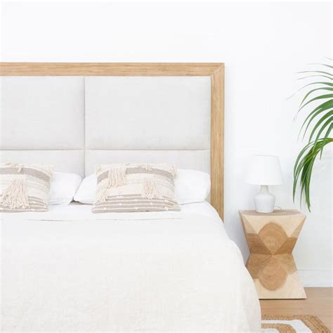 Karl Cabecero cama tapizado blanco y madera   Dormitorios ...