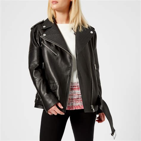Karl Lagerfeld Women s Oversized Leather Biker Jacket ...