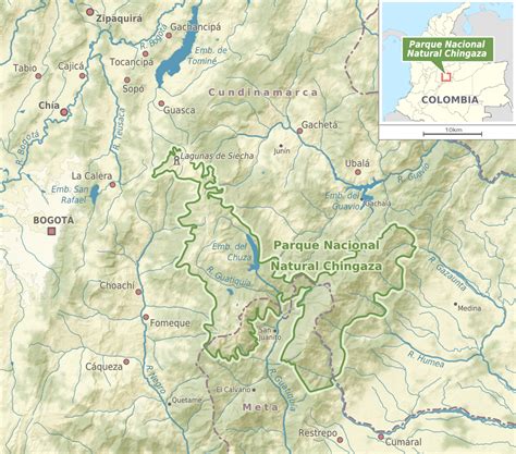 Karte Nationalpark  Natural Chingaza  : Weltkarte.com   Karten und ...