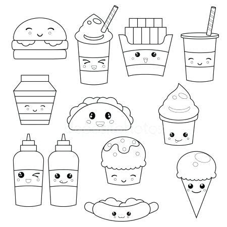 kawaii para colorear stock illustration cute faces ...