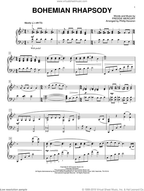 Keveren   Bohemian Rhapsody sheet music for piano solo [PDF]