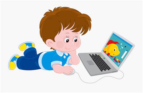 Kid Clipart Technology   Boy On A Computer Drawing , Free ...