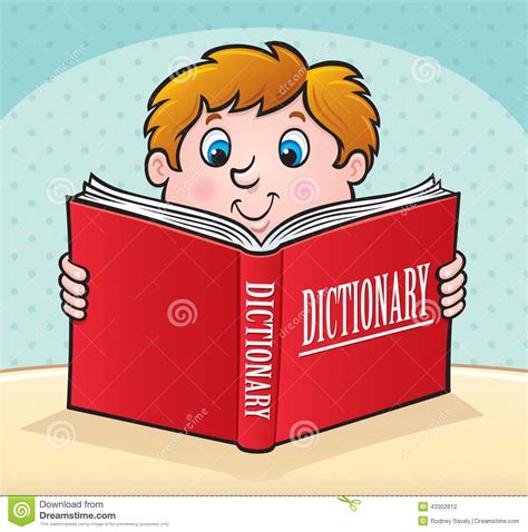 Kid Reading A Large Red Dictionary Stock Illustration ...