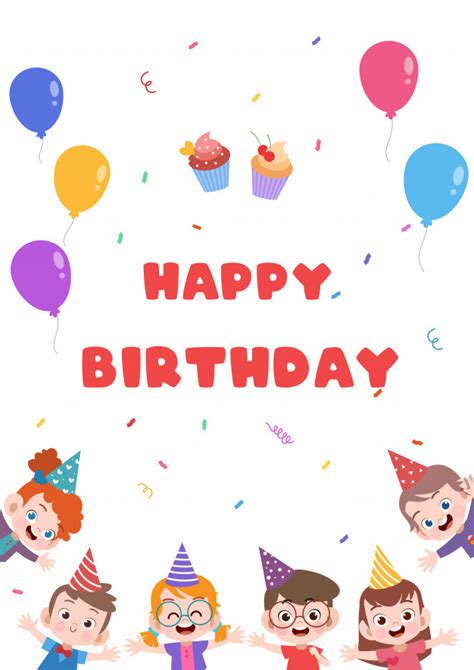 Kids birthday card Vector | Premium Download