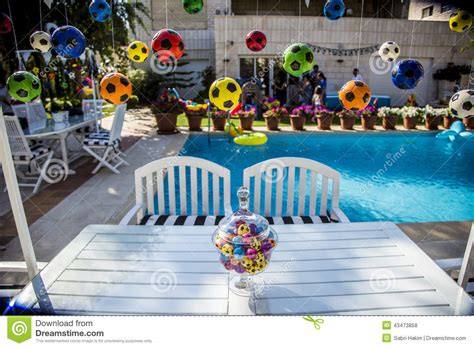 Kids Birthday Party Soccer Theme Stock Photo   Image of ...