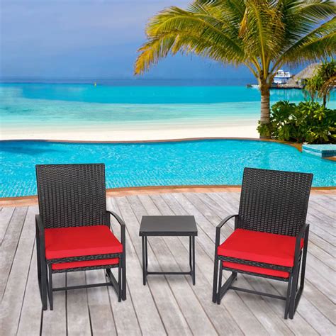 Kinbor 5pcs Outdoor PE Rattan Chair Sets with Ottoman Set, Red ...