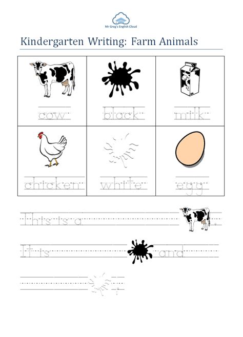 Kindergarten Writing: Farm Animals   Mr Greg s English Cloud