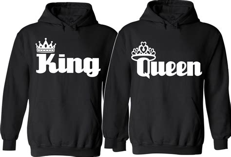 King And Queen Couple Hoodies For Her For Him Unisex Sizes
