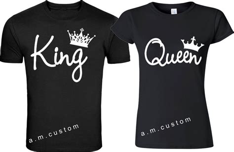 King and Queen Couple matching funny cute T Shirts S 4XL ...