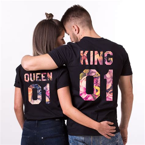 King and Queen Shirt Flower Print 01 Couple Matching Tee ...
