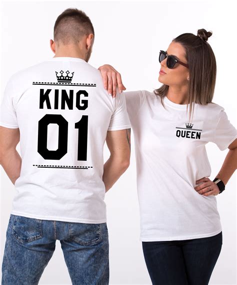 King Queen 01 crowns, Double Sided, Matching Couples Shirts