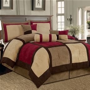 King size 7 Piece Bed Bag Patchwork Comforter Set in Brown ...