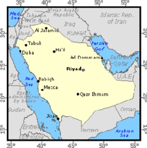 Kingdom of Saudi Arabia Location Map. Source: The ...