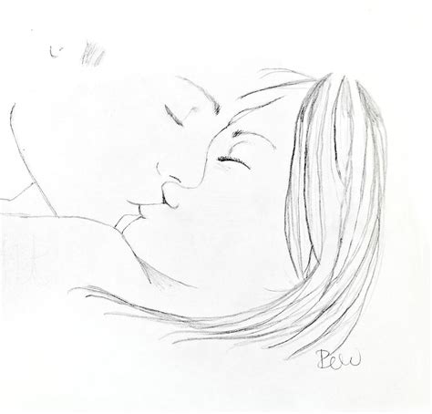 Kiss Me Goodnight Without Quote Drawing by Rebecca Wood