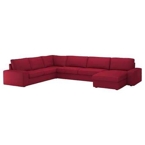 KIVIK Sofá de esquina 6   +chaiselongue, Orrsta rojo   IKEA
