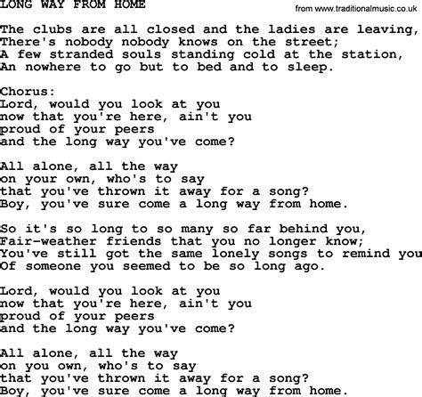 Kris Kristofferson song: Long Way From Home.txt, lyrics ...