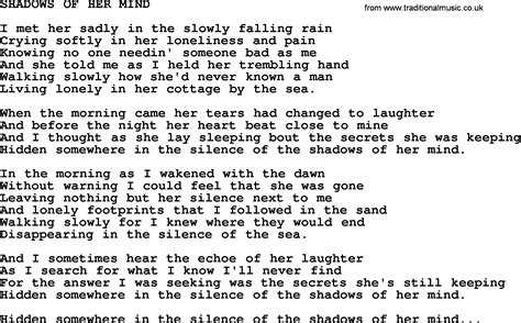 Kris Kristofferson song: Shadows Of Her Mind.txt, lyrics ...