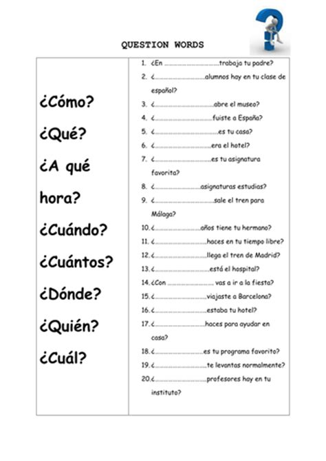 KS3 Spanish   Interrogative; question words by aventura ...