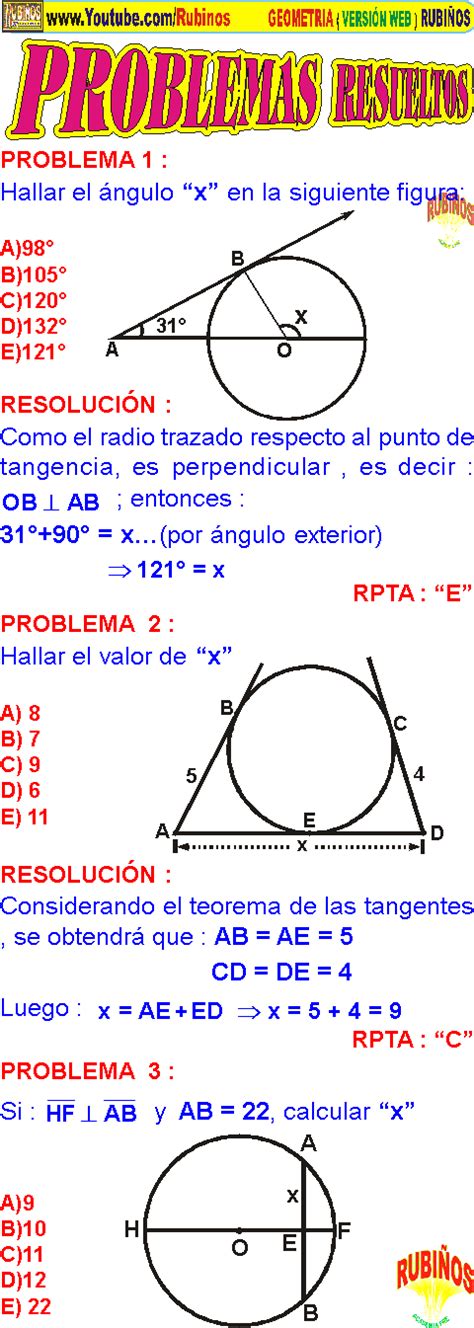 LA CIRCUNFERENCIA Y SUS PROPIEDADES EJERCICIOS RESUELTOS PDF