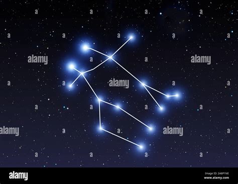La constelación de Géminis en el cielo estrellado Fotografía de stock ...
