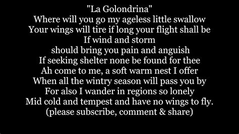 La GOLONDRINA The SWALLOW Lyrics Words trending sing along ...