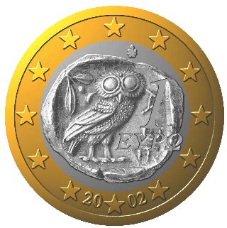 la lechuza de Atenea en la moneda de un euro emitida por ...