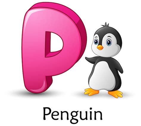 La letra p es para el alfabeto de dibujos animados de pingüinos ...