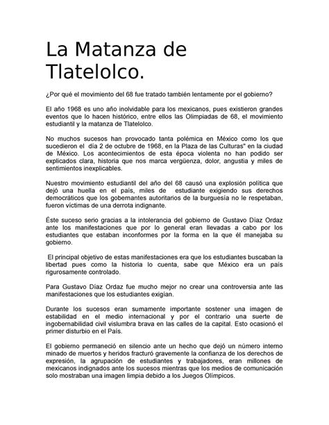 La Matanza de Tlatelolco   ¿Por qué el movimiento del 68 fue tratado ...