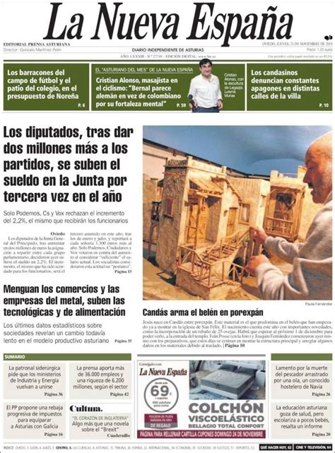 La Nueva España  21 de noviembre de 2019  | La nueva españa, Periodicos ...