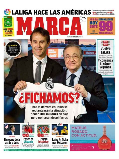 La portada del diario MARCA  17/08/2018