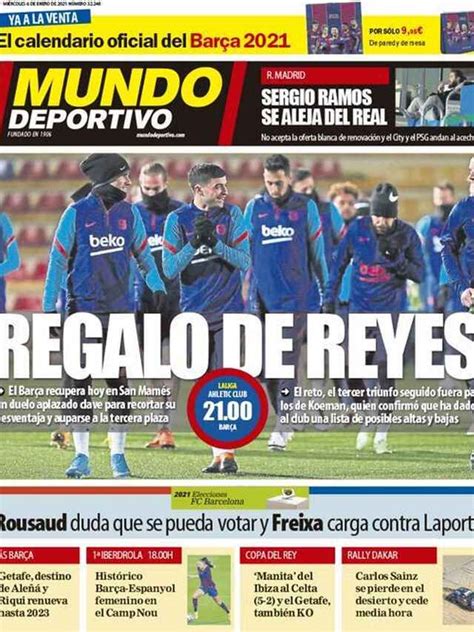 La portada del diario Mundo Deportivo  06/01/2021